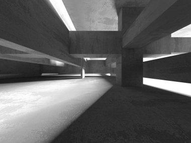 Soyut mimari iç plan. Boş beton oda. 3d hazırlayıcı