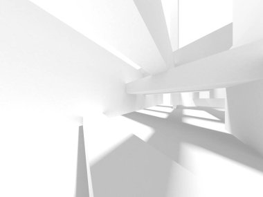 Beyaz Modern Arkaplan. Soyut Bina Konsepti. 3d Hazırlama