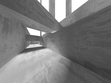 Soyut mimari arka plan. İçi boş beton döşeme. 3d hazırlayıcı