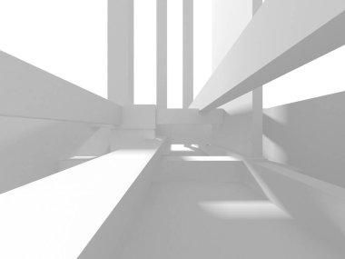 Aydınlatılmış koridor iç tasarımı. Boş Oda İç mimarisi. 3 Boyutlu Hazırlama