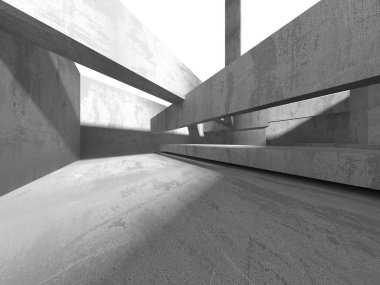 Soyut mimari iç plan. Boş beton oda. 3d hazırlayıcı