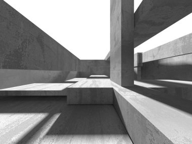 Soyut mimari iç plan. Boş beton oda. 3d hazırlayıcı