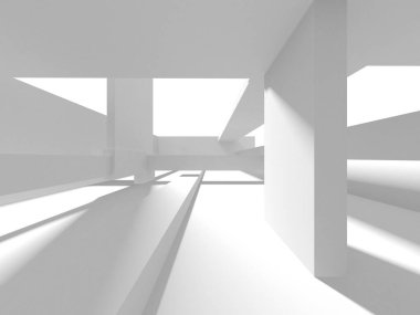 Aydınlatılmış koridor iç tasarımı. Boş Oda İç mimarisi. 3 Boyutlu Hazırlama