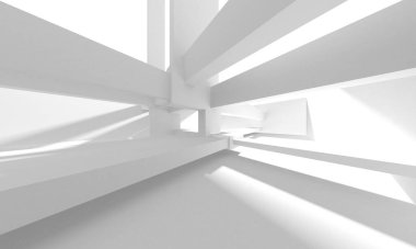 Beyaz Modern Arkaplan. Soyut Bina Konsepti. 3d Hazırlama