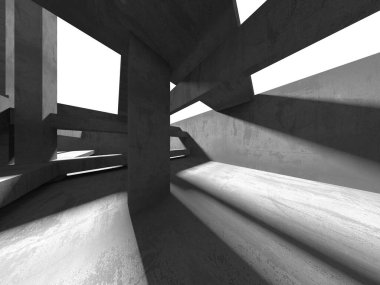 Soyut mimari arka plan. İçi boş beton döşeme. 3d hazırlayıcı