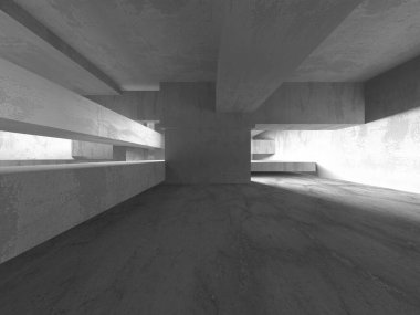 Soyut mimari iç plan. Boş beton oda. 3d hazırlayıcı