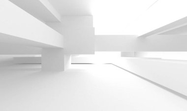 Beyaz Modern Arkaplan. Soyut Bina Konsepti. 3d Hazırlama