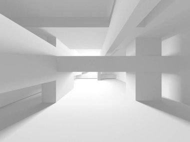 Aydınlatılmış koridor iç tasarımı. Boş Oda İç mimarisi. 3 Boyutlu Hazırlama