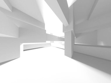 Aydınlatılmış koridor iç tasarımı. Boş Oda İç mimarisi. 3 Boyutlu Hazırlama