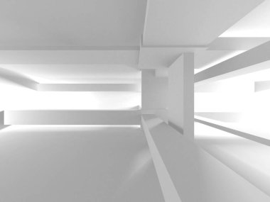 Aydınlatılmış koridor iç tasarımı. Boş Oda İç mimarisi. 3 Boyutlu Hazırlama