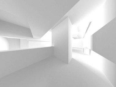 Beyaz Modern Arkaplan. Soyut Bina Konsepti. 3d Hazırlama