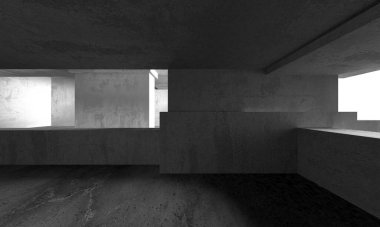 Soyut mimari iç plan. Boş beton oda. 3d hazırlayıcı