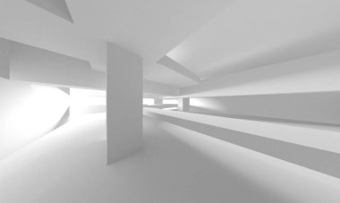 Aydınlatılmış koridor iç tasarımı. Boş Oda İç mimarisi. 3 Boyutlu Hazırlama