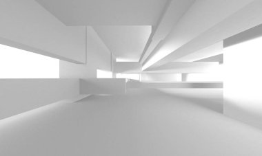 Aydınlatılmış koridor iç tasarımı. Boş Oda İç mimarisi. 3 Boyutlu Hazırlama