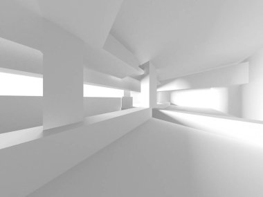 Beyaz Modern Arkaplan. Soyut Bina Konsepti. 3d Hazırlama