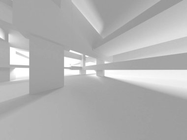 Aydınlatılmış koridor iç tasarımı. Boş Oda İç mimarisi. 3 Boyutlu Hazırlama