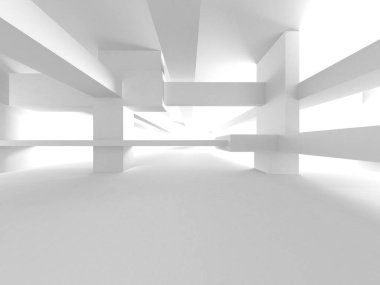 Aydınlatılmış koridor iç tasarımı. Boş Oda İç mimarisi. 3 Boyutlu Hazırlama