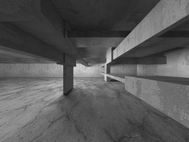 Soyut mimari iç plan. Boş beton oda. 3d hazırlayıcı