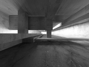 Soyut mimari arka plan. İçi boş beton döşeme. 3d hazırlayıcı
