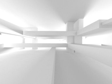 Beyaz Modern Arkaplan. Soyut Bina Konsepti. 3d Hazırlama