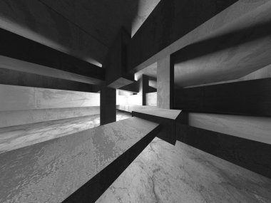 Soyut mimari arka plan. İçi boş beton döşeme. 3d hazırlayıcı