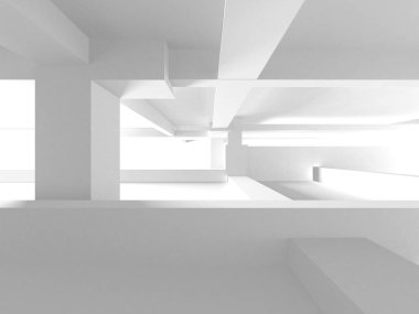 Aydınlatılmış koridor iç tasarımı. Boş Oda İç mimarisi. 3 Boyutlu Hazırlama