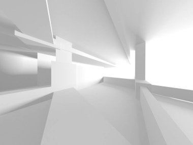 Beyaz Modern Arkaplan. Soyut Bina Konsepti. 3d Hazırlama