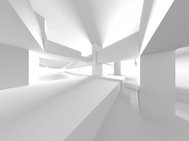 Aydınlatılmış koridor iç tasarımı. Boş Oda İç mimarisi. 3 Boyutlu Hazırlama