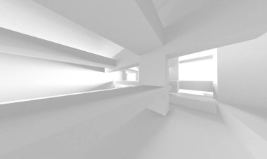 Aydınlatılmış koridor iç tasarımı. Boş Oda İç mimarisi. 3 Boyutlu Hazırlama