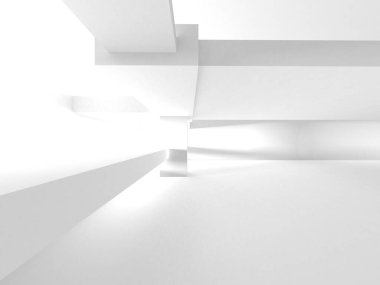 Aydınlatılmış koridor iç tasarımı. Boş Oda İç mimarisi. 3 Boyutlu Hazırlama