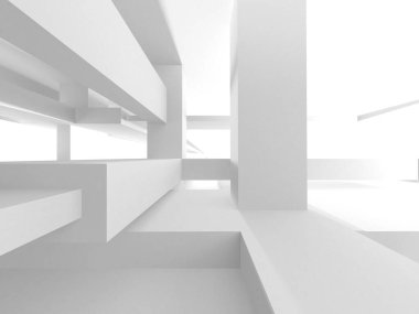 Beyaz Modern Arkaplan. Soyut Bina Konsepti. 3d Hazırlama