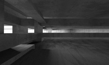 Soyut mimari arka plan. İçi boş beton döşeme. 3d hazırlayıcı