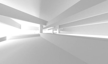Beyaz Modern Arkaplan. Soyut Bina Konsepti. 3d Hazırlama