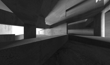 Soyut mimari arka plan. İçi boş beton döşeme. 3d hazırlayıcı