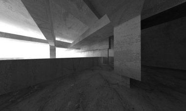 Soyut mimari arka plan. İçi boş beton döşeme. 3d hazırlayıcı