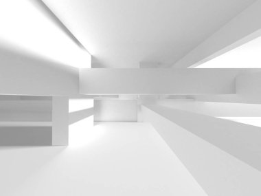 Beyaz Modern Arkaplan. Soyut Bina Konsepti. 3d Hazırlama