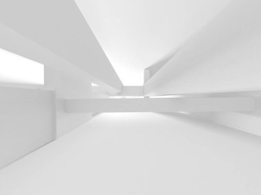 Beyaz Modern Arkaplan. Soyut Bina Konsepti. 3d Hazırlama