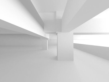 Beyaz Modern Arkaplan. Soyut Bina Konsepti. 3d Hazırlama