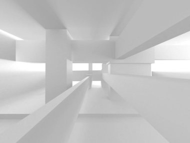 Beyaz Modern Arkaplan. Soyut Bina Konsepti. 3d Hazırlama