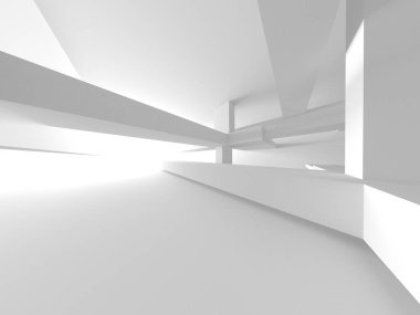 Beyaz Modern Arkaplan. Soyut Bina Konsepti. 3d Hazırlama