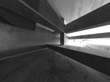 Soyut mimari iç plan. Boş beton oda. 3d hazırlayıcı