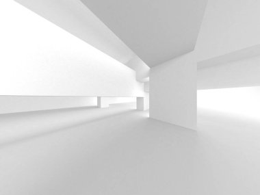 Aydınlatılmış koridor iç tasarımı. Boş Oda İç mimarisi. 3 Boyutlu Hazırlama