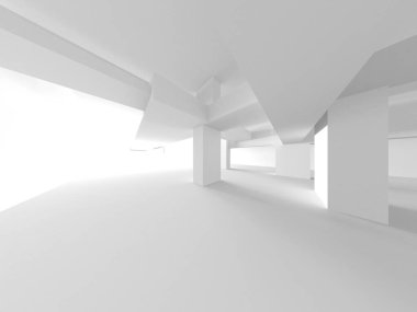 Aydınlatılmış koridor iç tasarımı. Boş Oda İç mimarisi. 3 Boyutlu Hazırlama