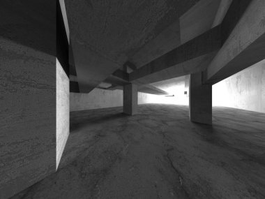 Soyut mimari arka plan. İçi boş beton döşeme. 3d hazırlayıcı