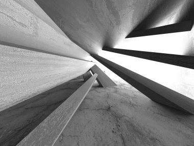 Soyut mimari iç plan. Boş beton oda. 3d hazırlayıcı