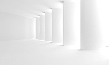 Aydınlatılmış koridor iç tasarımı. Boş Oda İç mimarisi. 3 Boyutlu Hazırlama