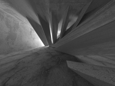 Soyut mimari arka plan. İçi boş beton döşeme. 3d hazırlayıcı