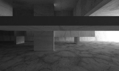 Soyut mimari arka plan. İçi boş beton döşeme. 3d hazırlayıcı