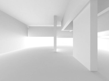 Aydınlatılmış koridor iç tasarımı. Boş Oda İç mimarisi. 3 Boyutlu Hazırlama