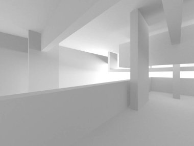 Beyaz Modern Arkaplan. Soyut Bina Konsepti. 3d Hazırlama